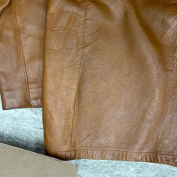 Vintage Breier of Amsterdam Camel Brown Leather Two Button Blazer Coat Mens XL - Picture 13 of 16